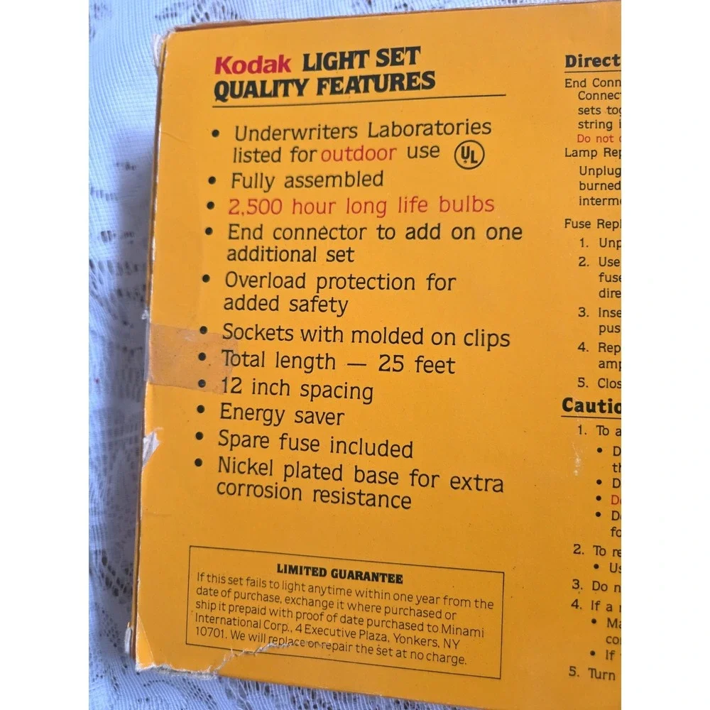Kodak Color of Christmas 25 Light Outdoor Set C9 Blue & Green Bulbs Vintage 1991